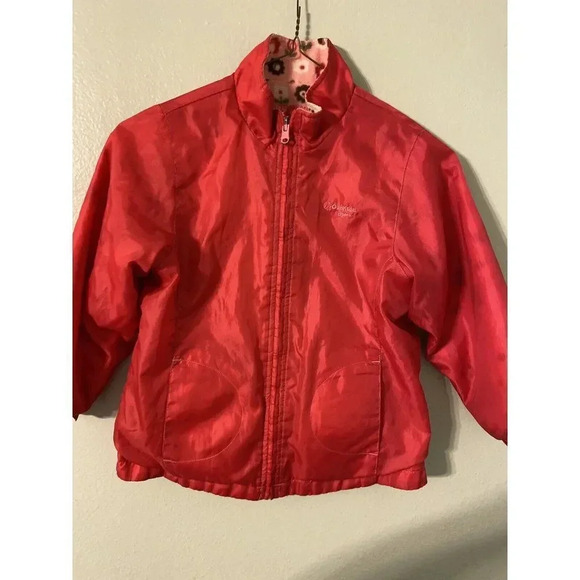 OSHKOSH B’GOSH PINK/PINK WITH FLOWERS REVERSIBLE GIRLS JACKET SIZE 6 - Picture 1 of 10